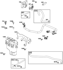 Fuel Supply Group Diagram and Parts List for 44X977-0012-G1  Briggs and Stratton Engine